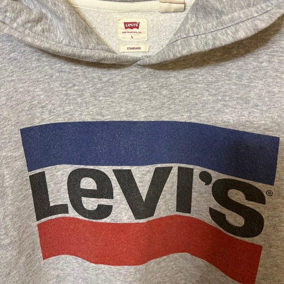 Levi's Large Logo Pullover Hoodie Sweatshirt Gray Size Large - Picture 2 of 5